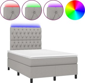 vidaXL világosszürke szövet rugós és LED-es ágy matraccal 120 x 200 cm