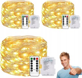 Led Drót Låmpa 10M 100 Låmpa Fehér Meleg Elemes Mikro Låmpa