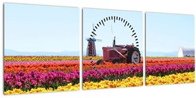 Tulipánfarm képe (órával) (90x30 cm)
