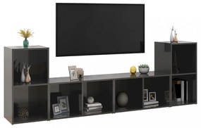 4 db magasfényű szürke szerelt fa TV-szekrény 72 x 35 x 36,5 cm