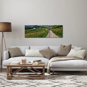 Kép - Hegyi táj házakkal (órával) (90x30 cm)