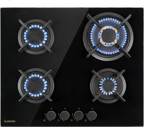 Klarstein Goldflame 4, gázfőzőlap, 4 sárgaréz égőfej, üvegkerámia
