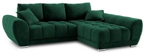 Nuage palackzöld kinyitható sarokkanapé bársony kárpittal, jobb oldali - Windsor &amp; Co Sofas