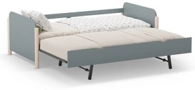 Szürkészöld borovi fenyő gyerekágy kihúzható pótággyal ágyráccsal 90x190 cm Enola – Marckeric