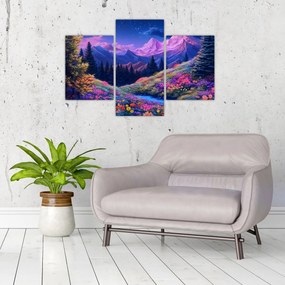 Kép - Lila táj teljes holdfénynél (90x60 cm)