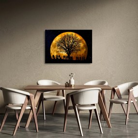 Holdok és sziluettek képe (üvegen) (70x50 cm)