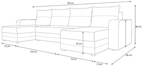WELTA ágyázható U alakú ülőgarnitúra 313x80x139 mikrofázis 15/31