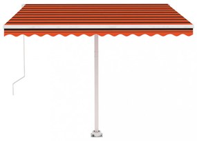 narancs és barna kézzel kihúzható póznás napellenző 350x250 cm