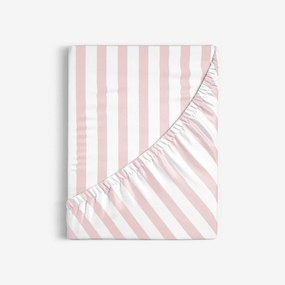 Goldea pamut gumis lepedő - púderrózsaszín csíkos 180 x 200 cm