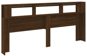barna tölgyszínű szerelt fa LED-es fejtámla 220x18,5x103,5 cm