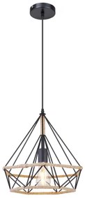 Globo 69029 Függeszték fém fekete , barna kender kötéllel. Ø:380, H:1500, exkl. 1xE27 60W 230V
