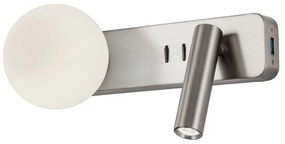 Redo 01-2993 - LED fali lámpa OASIS LED/3W/230V+1xG9/10W USB CRI 90 króm