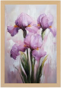 Poszter Keret Fa Természet Kert Rét Virágok Rózsaszín Írisz Csokor 40x60