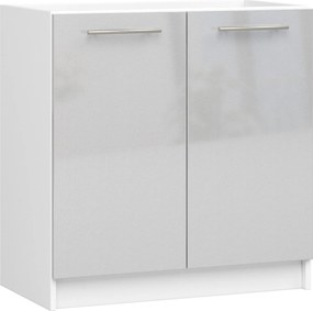 Konyhaszekrény Mosogató Alá Olíva S 80cm Fehér-metál Fényes Akd