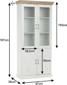 vitrines szekrény, északi sosna/vadtölgy, ROYAL W4D