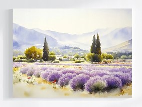Canvas Vászonkép Tájkép Franciaország Provence Hegyek Mező Virágok 80x60