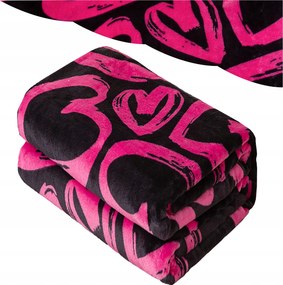 Puha Mikroszálas Takaró 200x220 Meleg Ágytakaró Szívek Valentin nap