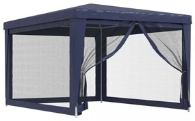 kék HDPE rendezvénysátor 4 hálós oldalfallal 3x4 m
