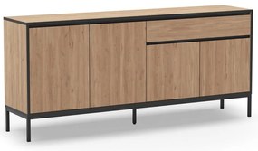 Natúr színű alacsony komód tölgyfa dekorral 180x80 cm Lorenza – Marckeric