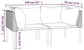 vidaXL 2 db szürke polyrattan kerti sarokkanapé párnával