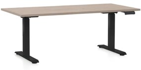 OfficeTech D állítható magasságú asztal, 160 x 80 cm, fekete alap, tölgy