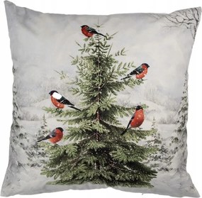 Téli párnahuzat fával és hiéna csordával 45x45 cm