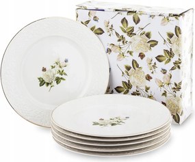 Elegáns desszertes tányérok fehér virágok tányérok 6 db-os szett