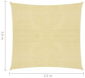 3,6x3,6 m bézs négyzet HDPE napernyő
