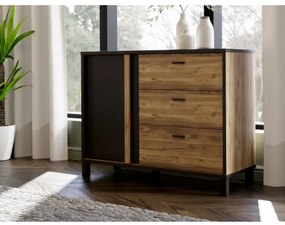 Fiókos komód OREN barna/fekete