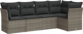 vidaXL 5 részes szürke polyrattan kerti ülőgarnitúra párnákkal