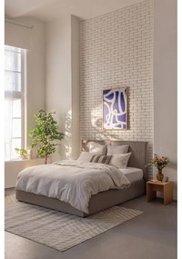 Szürkésbarna kárpitozott ágyneműtartós franciaágy ágyráccsal 180x200 cm Thessa Bold – Bonami Selection