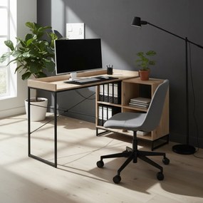 Sarok számítógépasztal, tölgy/fekete, ULOSTOL