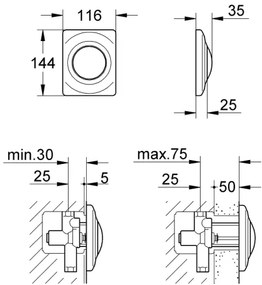 GROHE 37018SH0 - SURF működtető nyomólap 116 × 144 mm fehér