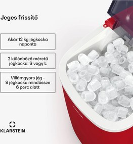Klarstein Caldwell jégkockakészítő, 12 kg jégkocka/nap, teljesen automatikus, LED kijelző, könnyű tisztítás