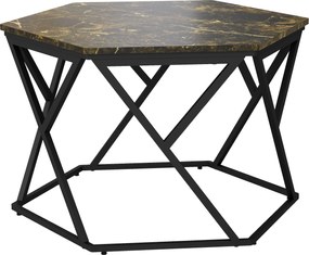 HOMCOM Modern Kávasztal Hatásos Márvány Tálcával és MDF és Acél Szerkezettel, 81x70x51.2cm, Fekete | Aosom