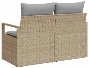 2-Személyes Kerti Kanapé Párnákkal Bézs Poly Rattan