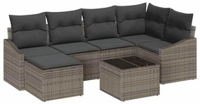 vidaXL Kert étkező szett párnával tárolóval 7 pcs Világosszürke