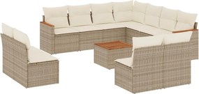vidaXL 12 részes bézs polyrattan kerti ülőgarnitúra párnákkal