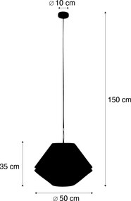 Modern függőlámpa bronz színben, dupla bársonyernyővel, levélmintával és bézs színnel - Combi 1