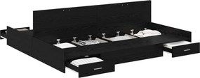 vidaXL Ágykeret tárolóval fiókkal Fekete tölgy 200 x 200 cm Faanyag