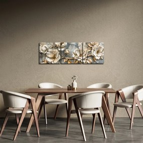 Kép - Márvány háttér virágokkal (órával) (90x30 cm)