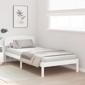 Fehér Ágykeret Fejtámlával 100x200 cm Tömör Fa Fenyő