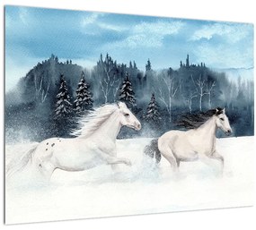 Festett lovak képe (üvegen) (70x50 cm)
