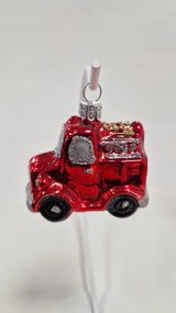 Karácsonyfadísz üvegből Tűzoltóautó