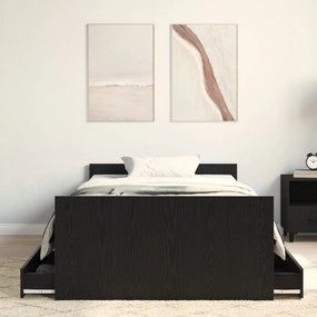 Ágykeret Matrac Nélkül Fekete Tölgy 90x190 cm Mérnöki Fa
