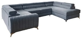 Kék kinyitható-tárolóhelyes sarokkanapé (jobb oldali-U alakú) Louis – ELTAP