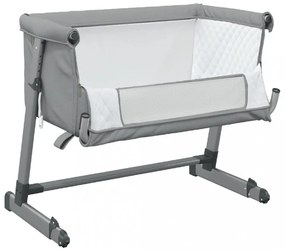 vidaXL világosszürke vászonszövet babaágy matraccal