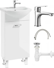 Laminált fürdőszobaszekrény 40x80-as mosdóval, lábakon, csapteleppel és szifonnal