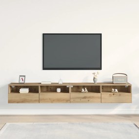 TV Fali Szekrények 2 db Artisan Tölgy 100x30x30 cm Műanyag