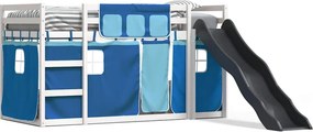 vidaXL kék emeletes ágy csúszdával és függönnyel 90 x 200 cm
